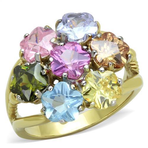 Two-Tone IP Gold (Ion Plating) Stainless Steel Ring with Assorted in Multi Color