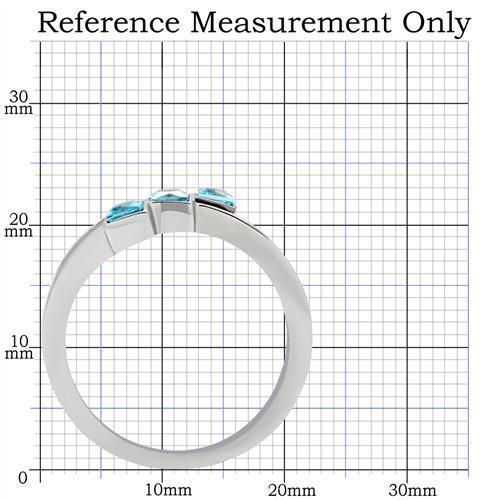 High polished (no plating) Stainless Steel Ring with Synthetic Synthetic Glass in Sea Blue