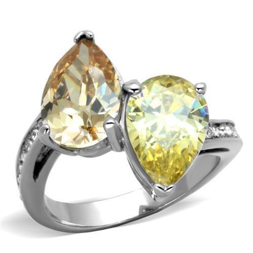 High polished (no plating) Stainless Steel Ring with AAA Grade CZ in Multi Color