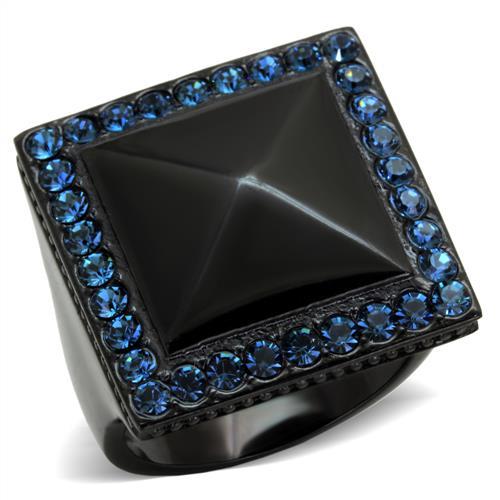 IP Black(Ion Plating) Stainless Steel Ring with Top Grade Crystal in Montana