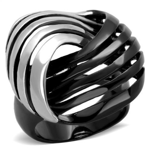 Two-Tone IP Black (Ion Plating) Stainless Steel Ring with No Stone