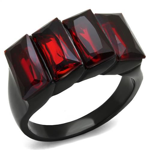 IP Black(Ion Plating) Stainless Steel Ring with Synthetic Synthetic Glass in Siam