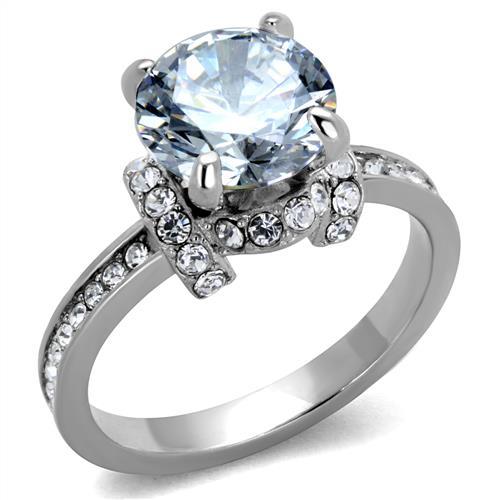 No Plating Stainless Steel Ring with AAA Grade CZ in Clear
