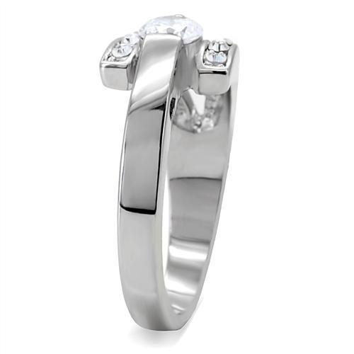 High polished (no plating) Stainless Steel Ring with AAA Grade CZ in Clear