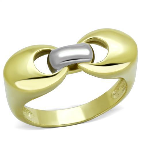 Two-Tone IP Gold (Ion Plating) Stainless Steel Ring with No Stone