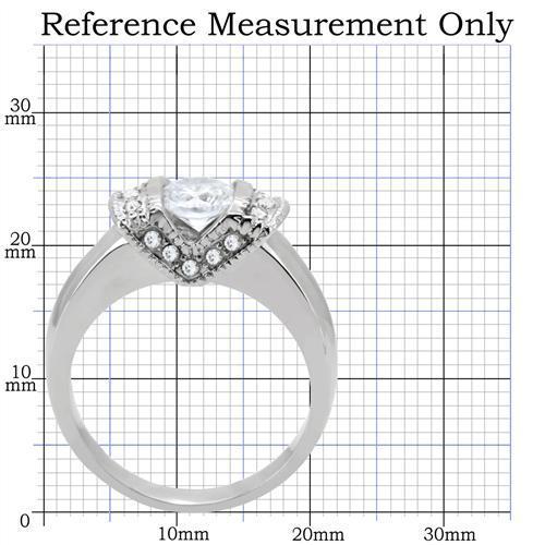 High polished (no plating) Stainless Steel Ring with AAA Grade CZ in Clear