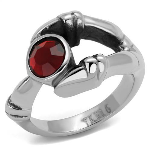 High polished (no plating) Stainless Steel Ring with Top Grade Crystal in Siam