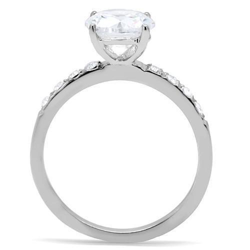 High polished (no plating) Stainless Steel Ring with AAA Grade CZ in Clear