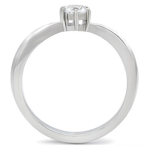 High polished (no plating) Stainless Steel Ring with AAA Grade CZ in Clear