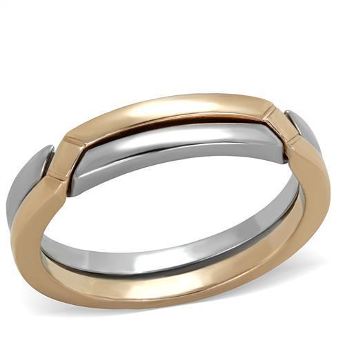Two-Tone IP Rose Gold Stainless Steel Ring with No Stone
