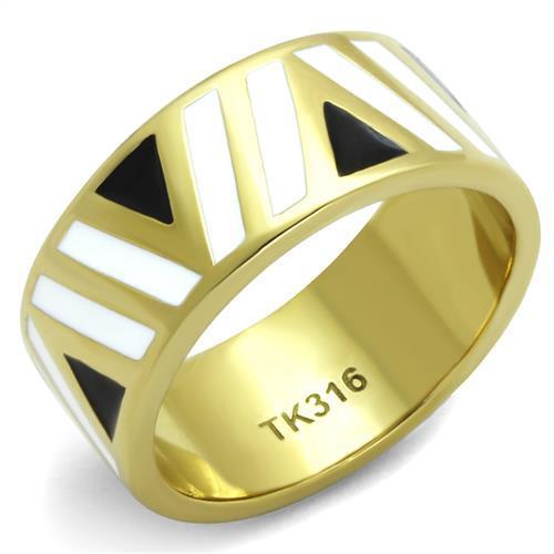 IP Gold(Ion Plating) Stainless Steel Ring with Epoxy in Multi Color