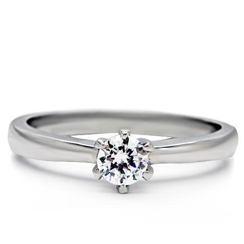 High polished (no plating) Stainless Steel Ring with AAA Grade CZ in Clear