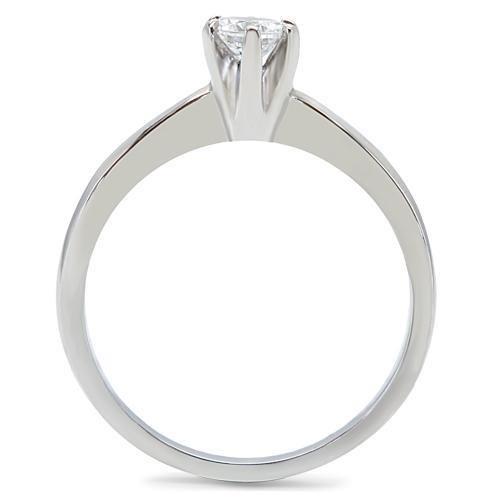 High polished (no plating) Stainless Steel Ring with AAA Grade CZ in Clear