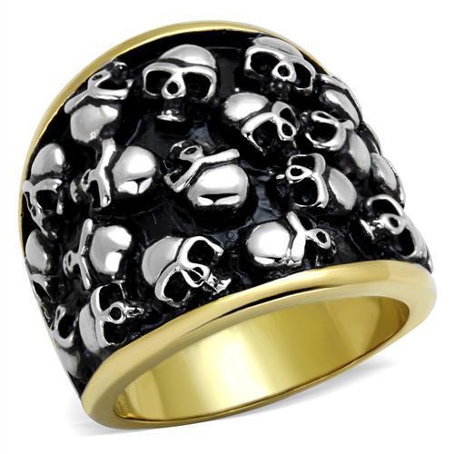 Two-Tone IP Gold (Ion Plating) Stainless Steel Ring with No Stone