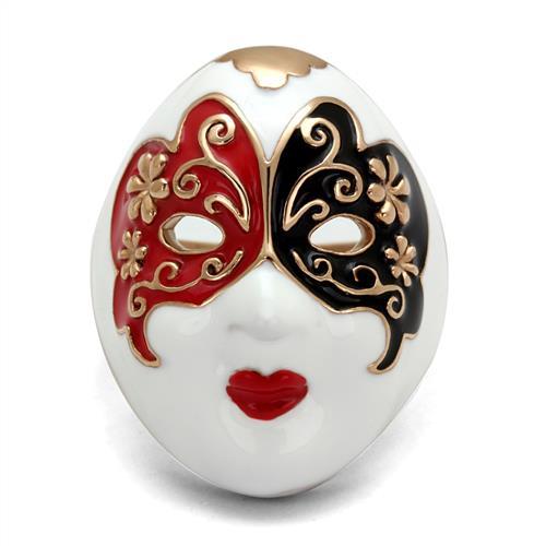 IP Rose Gold(Ion Plating) Stainless Steel Ring with Epoxy in Multi Color