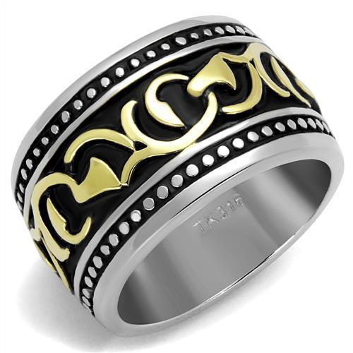 Two-Tone IP Gold (Ion Plating) Stainless Steel Ring with Epoxy in Jet
