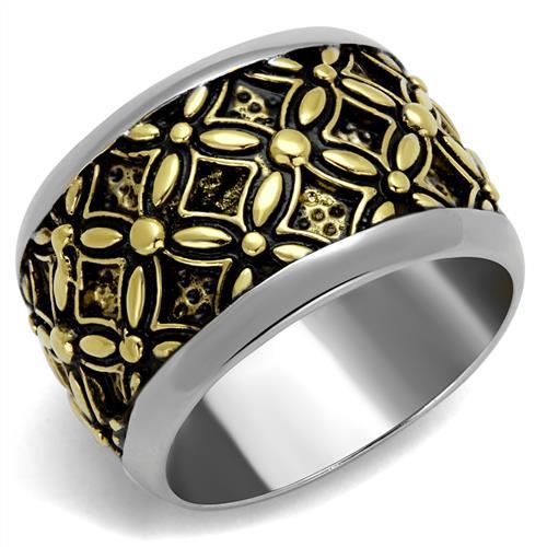 Two-Tone IP Gold (Ion Plating) Stainless Steel Ring with Epoxy in Jet
