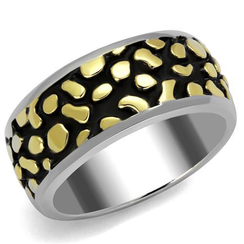 Two-Tone IP Gold (Ion Plating) Stainless Steel Ring with Epoxy in Jet