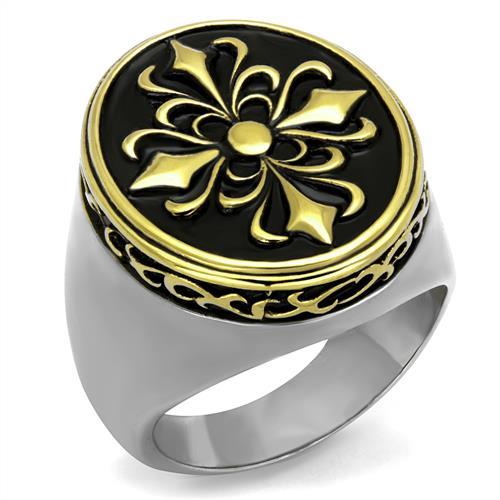 Two-Tone IP Gold (Ion Plating) Stainless Steel Ring with Epoxy in Jet