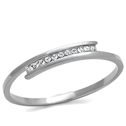 High polished (no plating) Stainless Steel Bangle with Top Grade Crystal in Clear