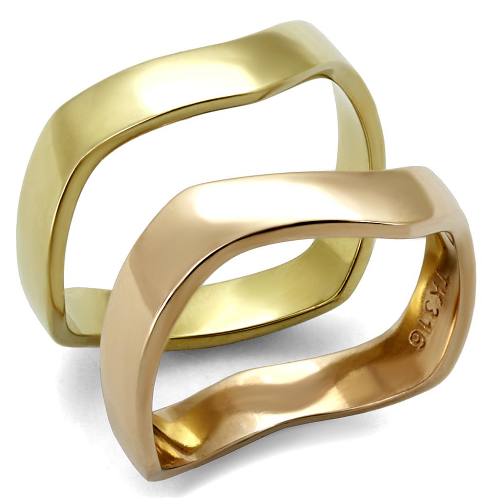 IP Gold & IP Rose Gold (Ion Plating) Stainless Steel Ring with No Stone