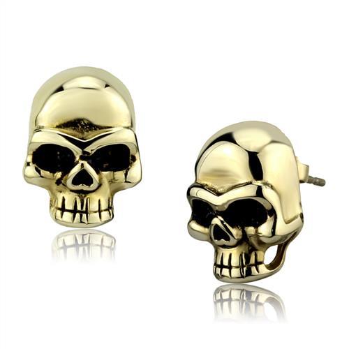 IP Gold(Ion Plating) Stainless Steel Earrings with Epoxy in Jet