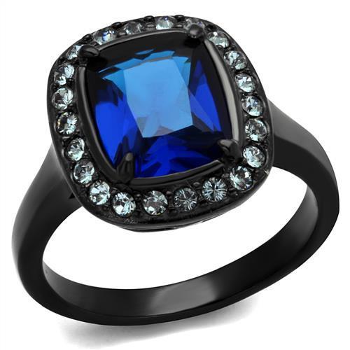 Two-Tone IP Black (Ion Plating) Stainless Steel Ring with Synthetic Synthetic Glass in Montana