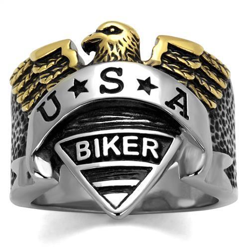 Two-Tone IP Gold (Ion Plating) Stainless Steel Ring with Epoxy in Jet