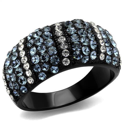 IP Black(Ion Plating) Stainless Steel Ring with Top Grade Crystal in Montana