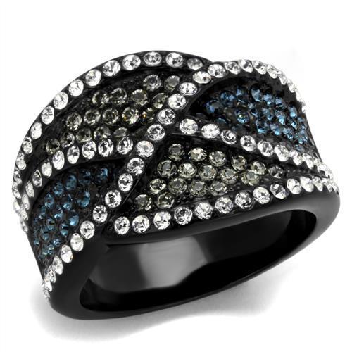 IP Black(Ion Plating) Stainless Steel Ring with Top Grade Crystal in Montana