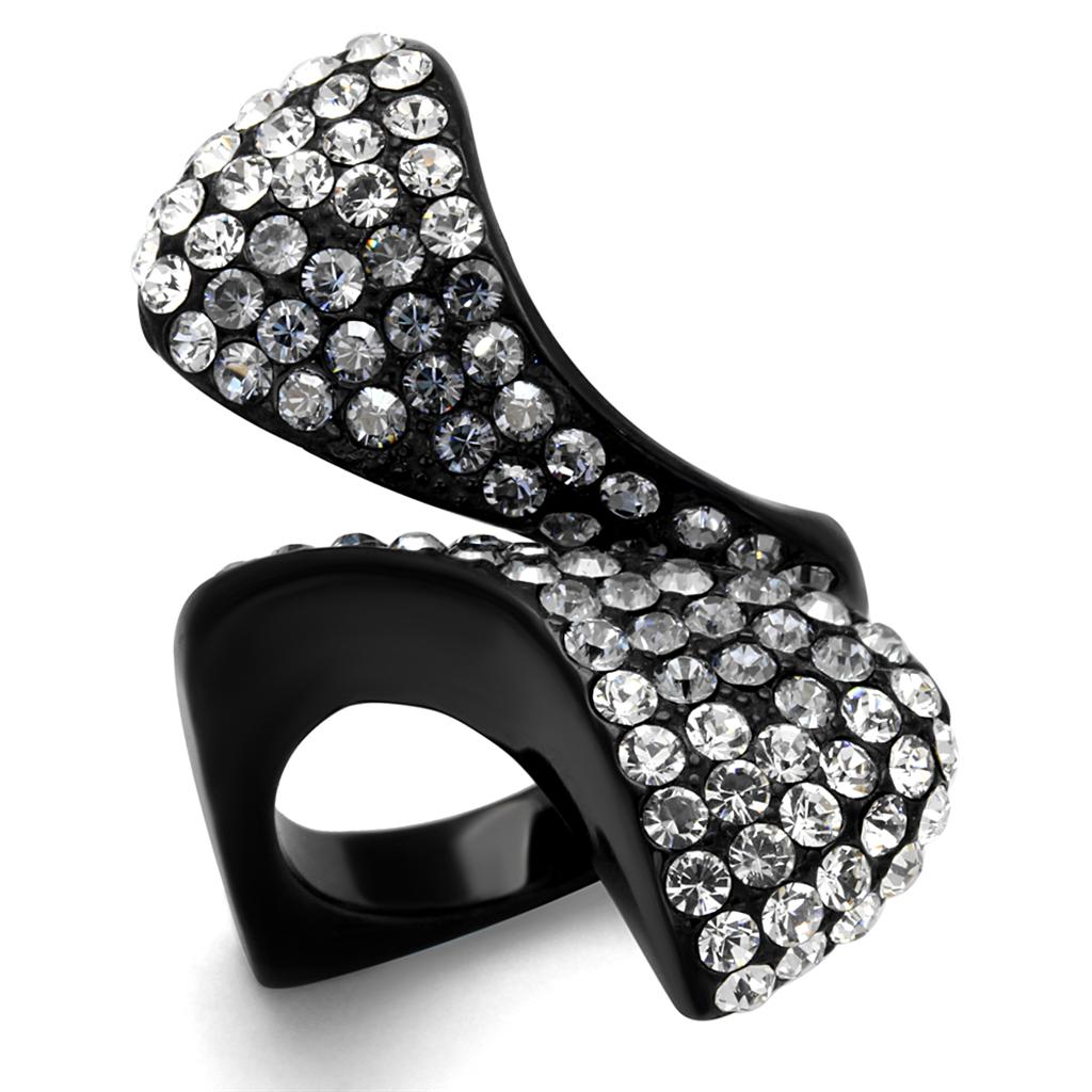 IP Black(Ion Plating) Stainless Steel Ring with Top Grade Crystal in Montana