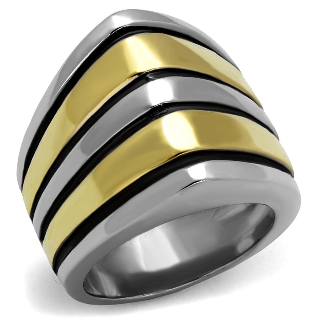 Two-Tone IP Gold (Ion Plating) Stainless Steel Ring with Epoxy in Jet