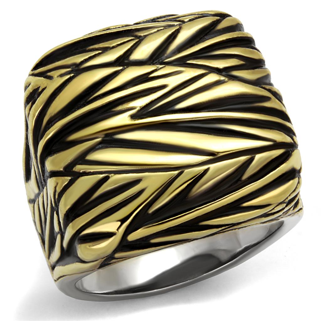 Two-Tone IP Gold (Ion Plating) Stainless Steel Ring with Epoxy in Jet