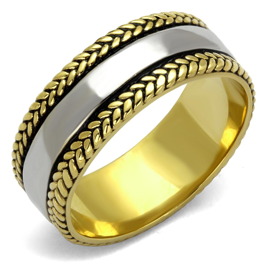 Two-Tone IP Gold (Ion Plating) Stainless Steel Ring with Epoxy in Jet