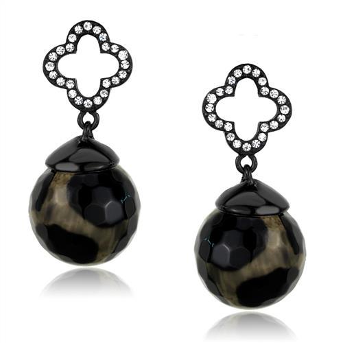 IP Black(Ion Plating) Stainless Steel Earrings with Synthetic Onyx in Multi Color