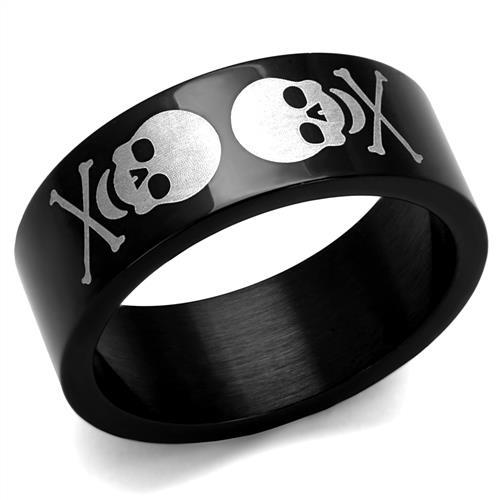 Two-Tone IP Black Stainless Steel Ring with No Stone