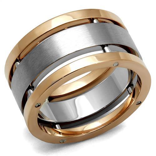 Two-Tone IP Rose Gold Stainless Steel Ring with No Stone