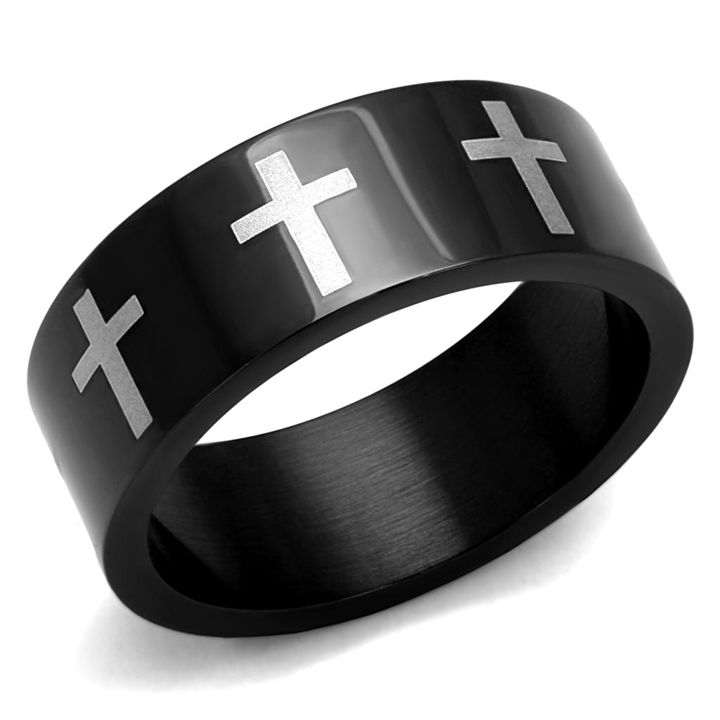 Two-Tone IP Black (Ion Plating) Stainless Steel Ring with No Stone