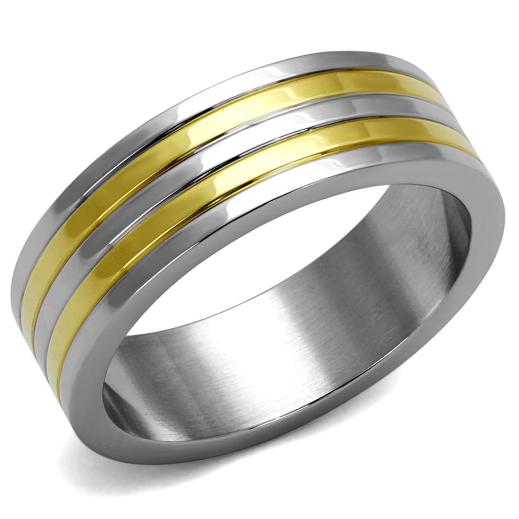Two-Tone IP Gold (Ion Plating) Stainless Steel Ring with No Stone
