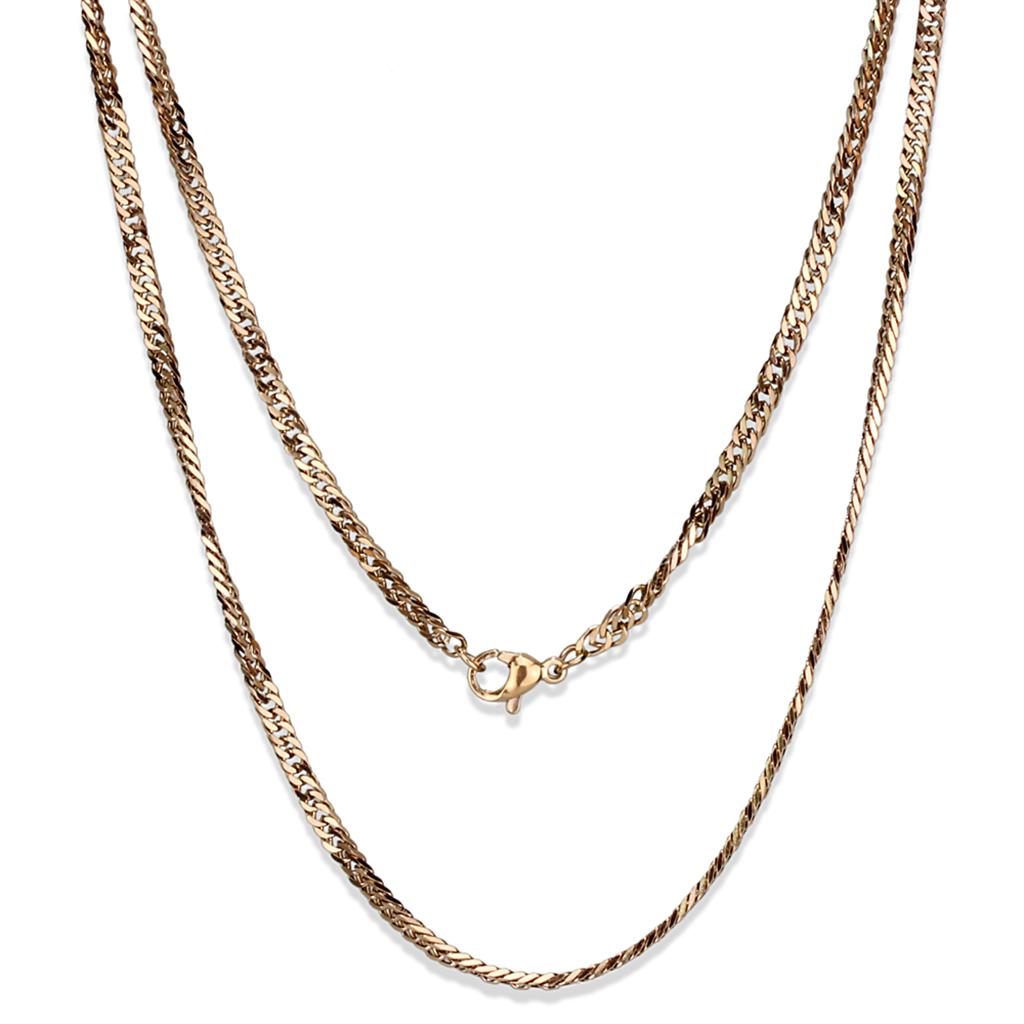 IP Rose Gold(Ion Plating) Stainless Steel Chain with No Stone