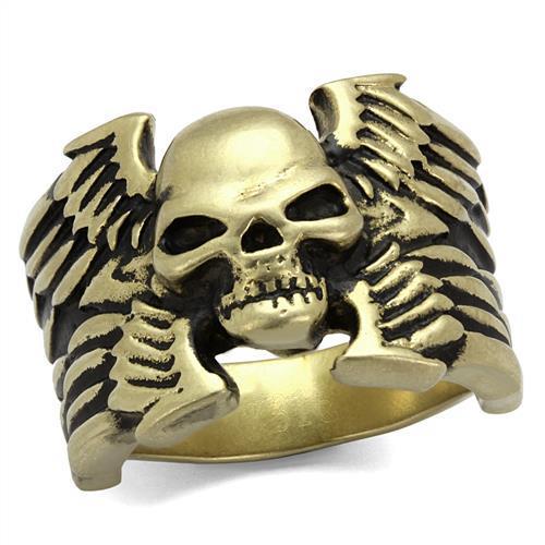 IP Antique Copper Stainless Steel Ring with Epoxy  in Jet