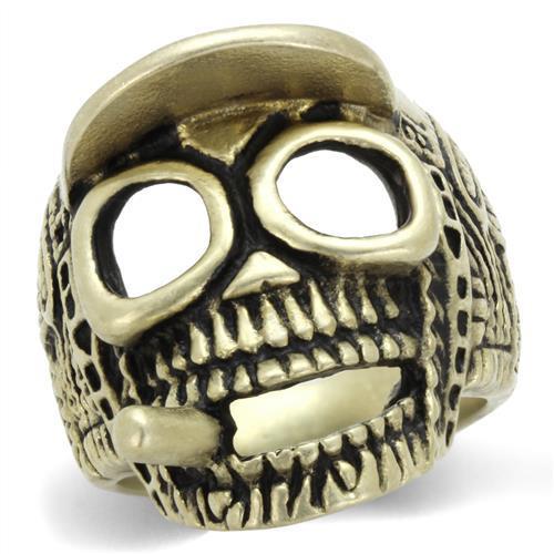 IP Antique Copper Stainless Steel Ring with Epoxy  in Jet