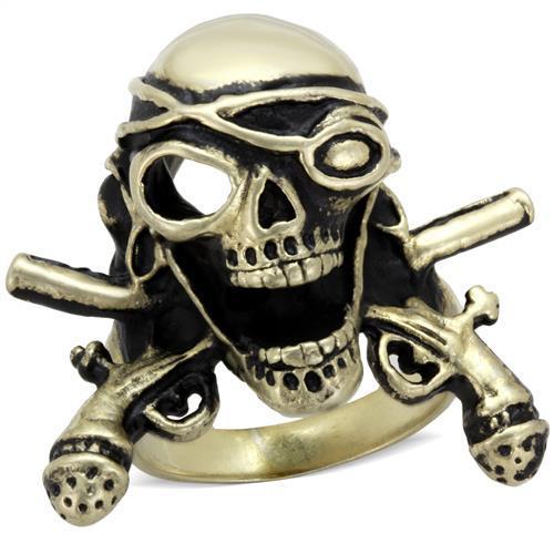 IP Antique Copper Stainless Steel Ring with Epoxy  in Jet