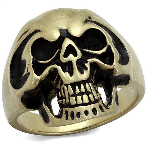 IP Antique Copper Stainless Steel Ring with Epoxy  in Jet