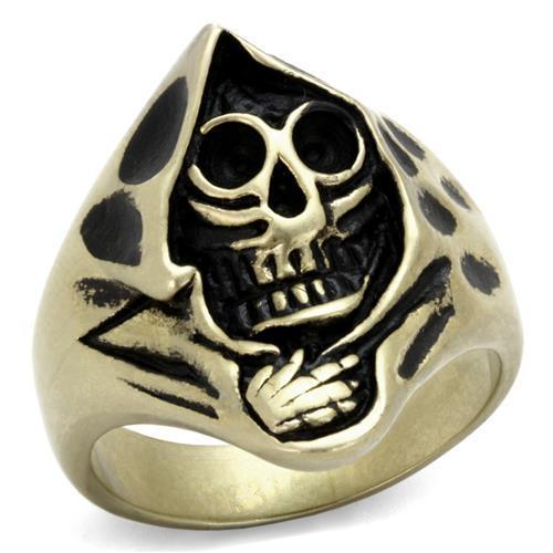 IP Antique Copper Stainless Steel Ring with Epoxy  in Jet