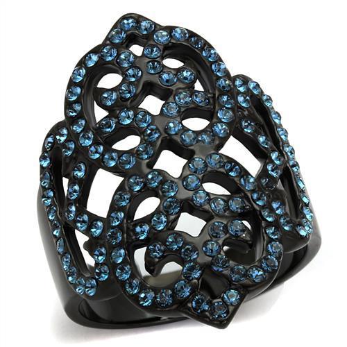 IP Black(Ion Plating) Stainless Steel Ring with Top Grade Crystal  in Montana