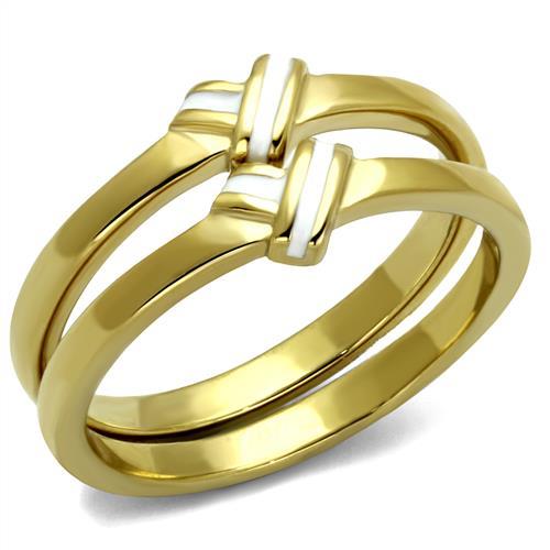 IP Gold(Ion Plating) Stainless Steel Ring with Epoxy  in White