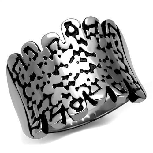 High polished (no plating) Stainless Steel Ring with Epoxy  in Jet