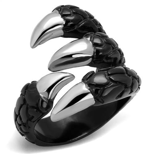 Two-Tone IP Black (Ion Plating) Stainless Steel Ring with No Stone