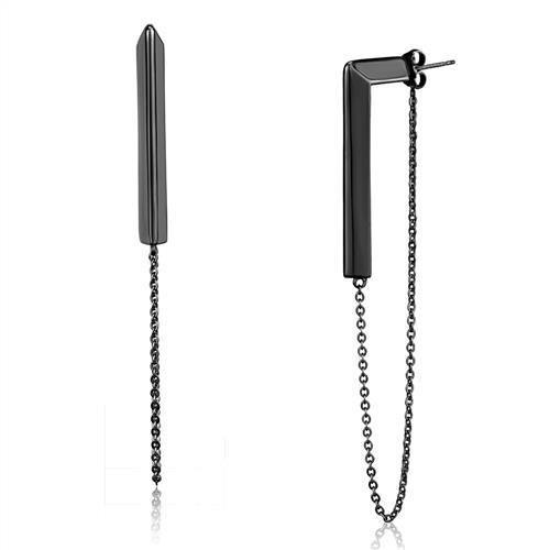 IP Light Black  (IP Gun) Stainless Steel Earrings with No Stone